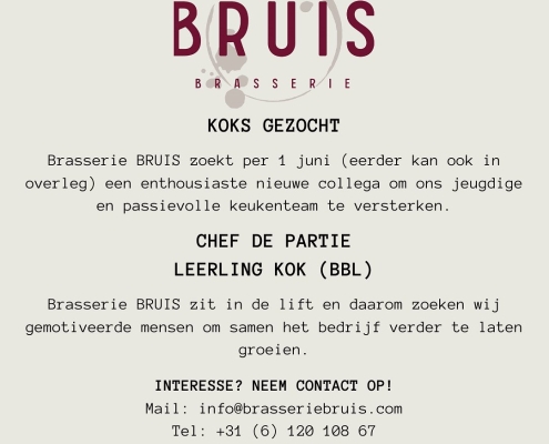 vacature brasserie bruis, euro-toques nederland